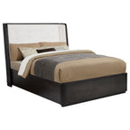 Home & Sleep Outlet - Leandro 55-inch Queen Wingback Bed Burnished Black