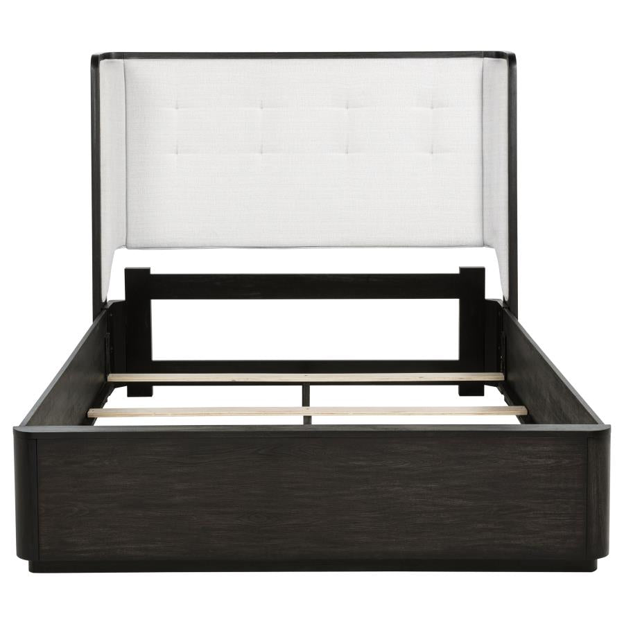 Home & Sleep Outlet - Leandro 55-inch Queen Wingback Bed Burnished Black