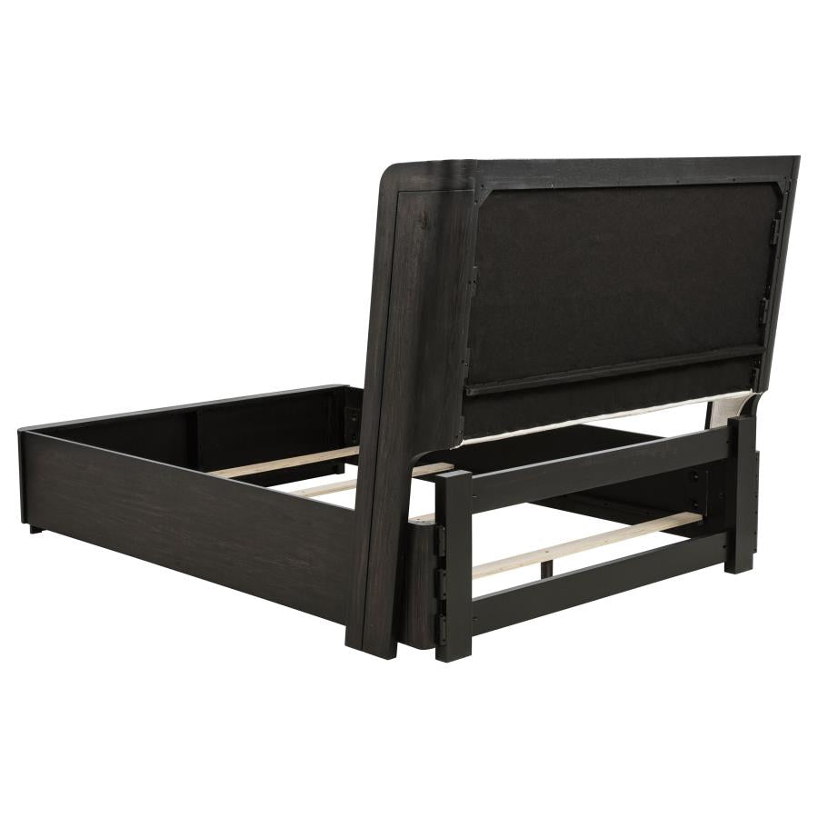 Home & Sleep Outlet - Leandro 55-inch Queen Wingback Bed Burnished Black