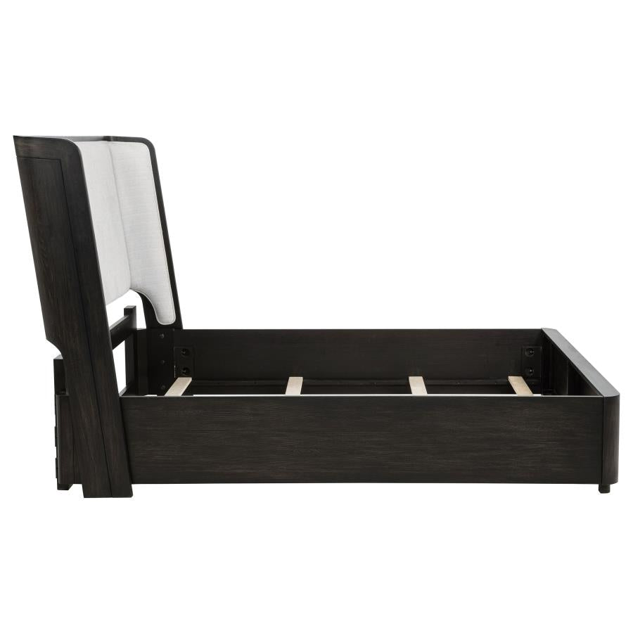 Home & Sleep Outlet - Leandro 55-inch Queen Wingback Bed Burnished Black