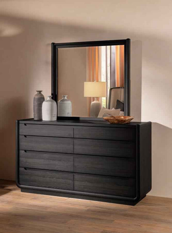 Leandro 8-drawer Bedroom Dresser with Mirror Burnished Black
