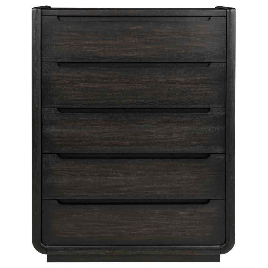Leandro 5-drawer Bedroom Chest of Drawers Burnished Black