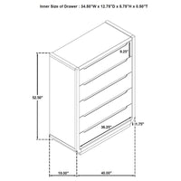 Leandro 5-drawer Bedroom Chest of Drawers Burnished Black