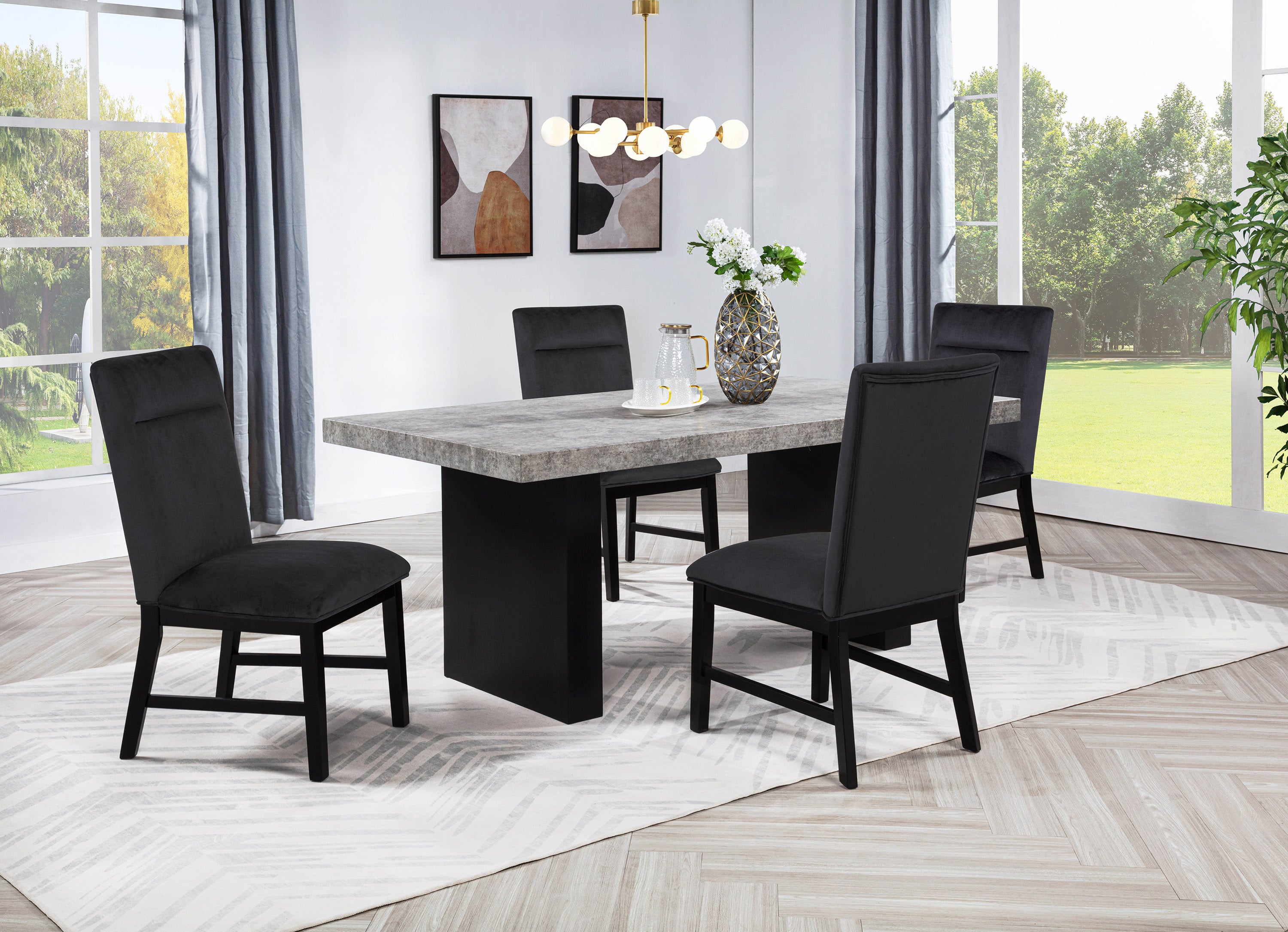 SEBASTIAN 2225-5P/2225BK (6-Piece Dining Set)