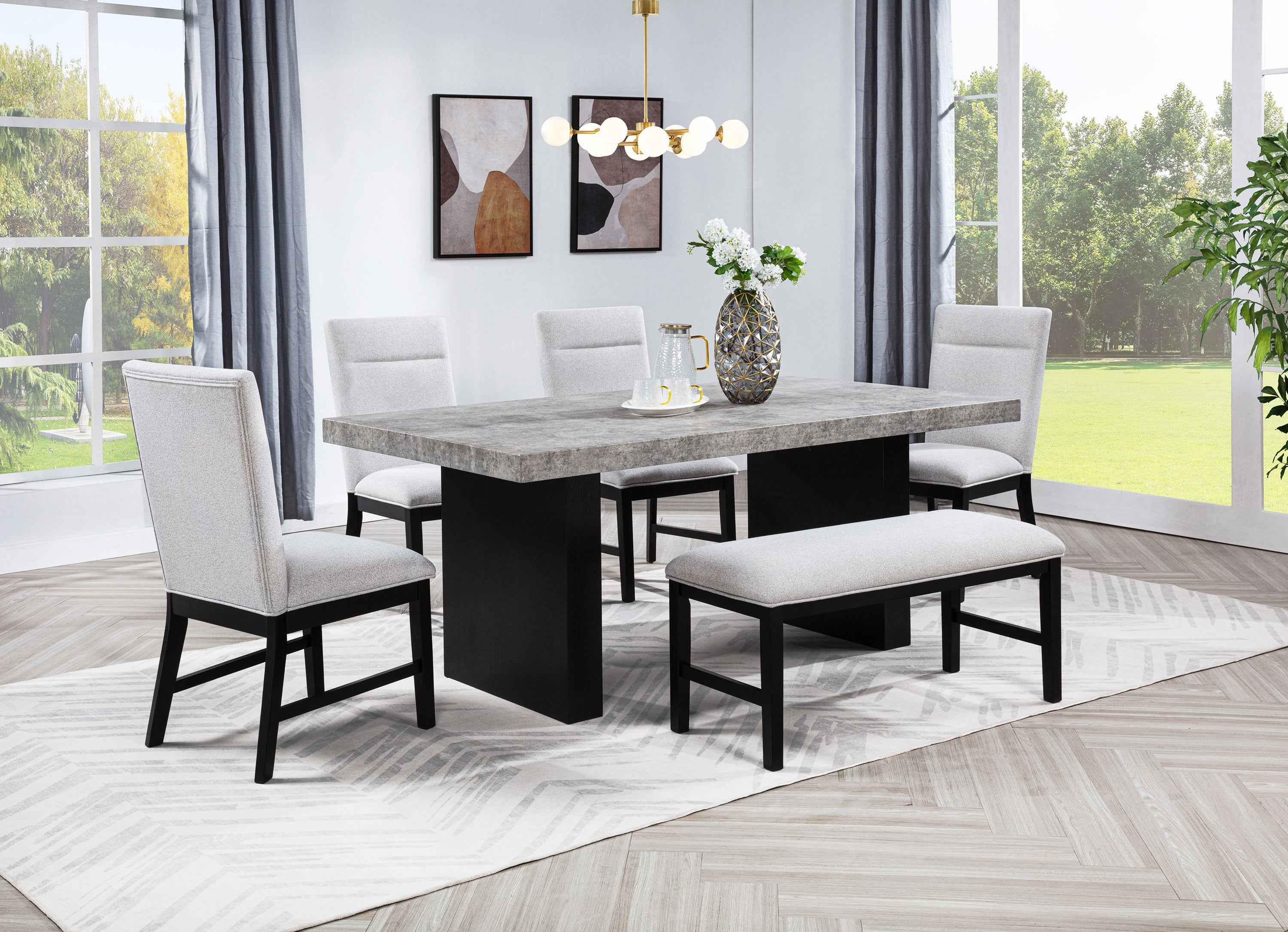 SEBASTIAN 2225-5P/2225BK (6-Piece Dining Set)