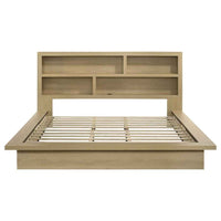 Hendricks Eastern King Bookcase Headboard Platform Bed Light Oak