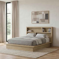 Hendricks California King Bookcase Headboard Platform Bed Light Oak