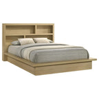 Home & Sleep Outlet - Hendricks California King Bookcase Headboard Platform Bed Light Oak