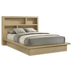 Home & Sleep Outlet - Hendricks Queen Bookcase Headboard Platform Bed Light Oak