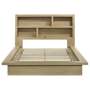 Hendricks Queen Bookcase Headboard Platform Bed Light Oak