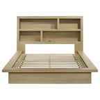 Home & Sleep Outlet - Hendricks Queen Bookcase Headboard Platform Bed Light Oak