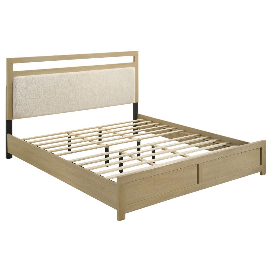 Home & Sleep Outlet - Hendricks Eastern King Panel Headboard Platform Bed Light Oak