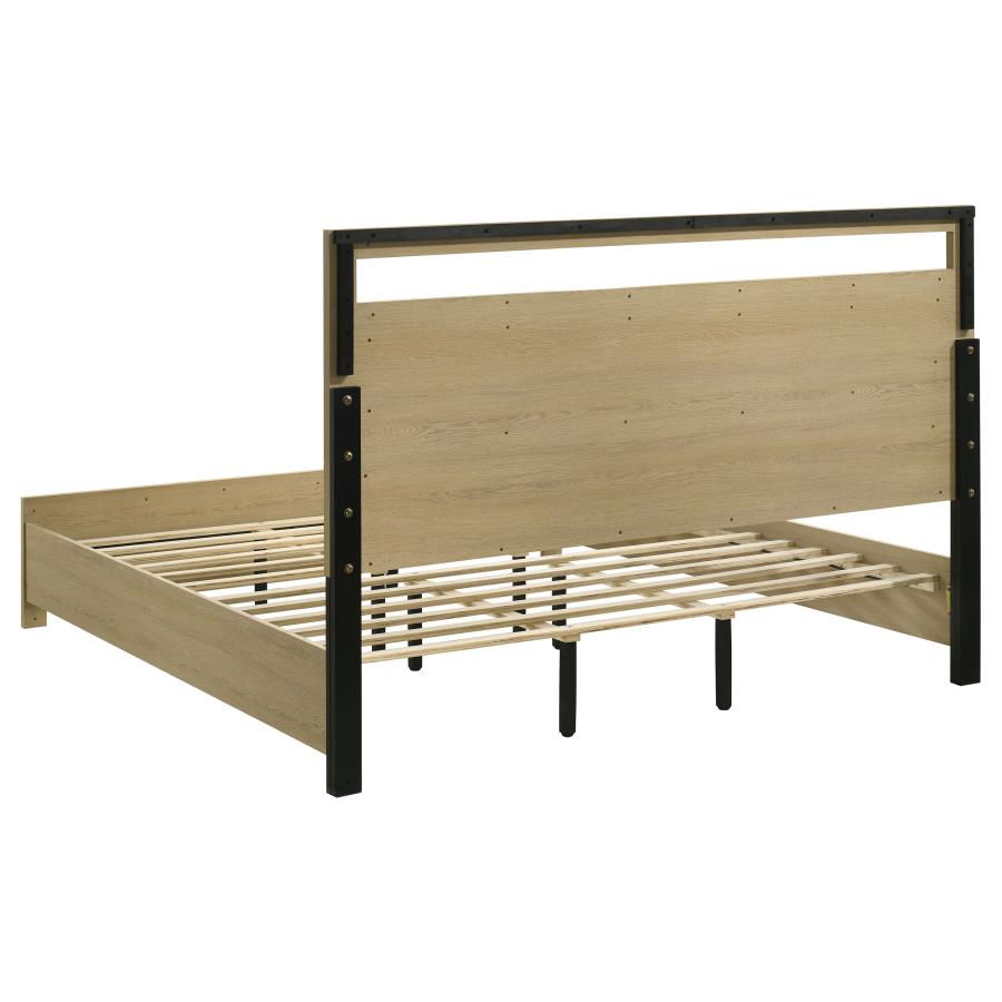 Home & Sleep Outlet - Hendricks California King Panel Headboard Platform Bed Light Oak