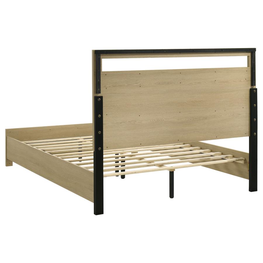 Home & Sleep Outlet - Hendricks Queen Panel Headboard Platform Bed Light Oak