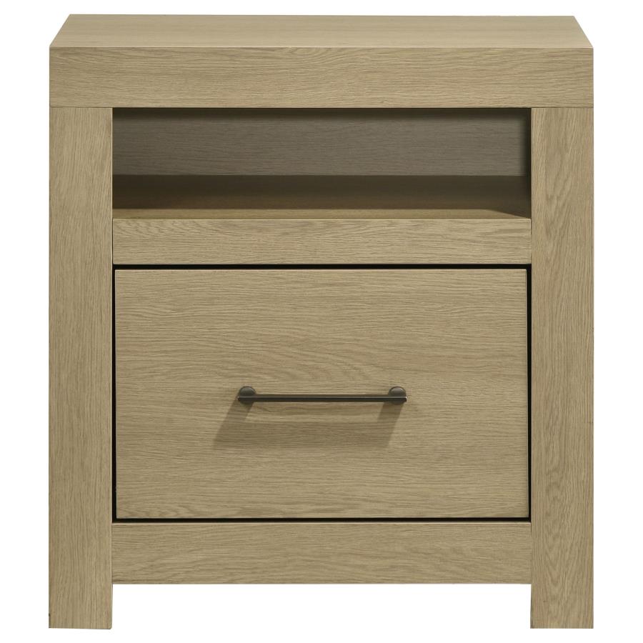 Home & Sleep Outlet - Hendricks 1-drawer Nightstand Bedside Table with Cubby Light Oak