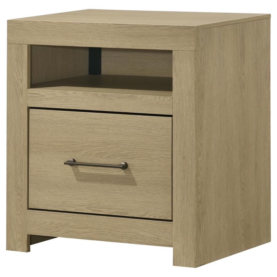 Home & Sleep Outlet - Hendricks 1-drawer Nightstand Bedside Table with Cubby Light Oak