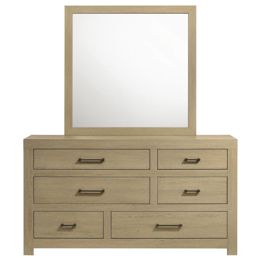 Home & Sleep Outlet - Hendricks 6-drawer Bedroom Dresser and Mirror Light Oak