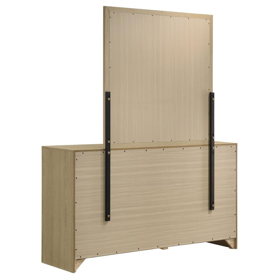 Home & Sleep Outlet - Hendricks 6-drawer Bedroom Dresser and Mirror Light Oak