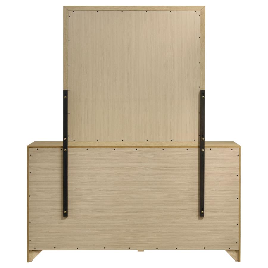 Home & Sleep Outlet - Hendricks 6-drawer Bedroom Dresser and Mirror Light Oak
