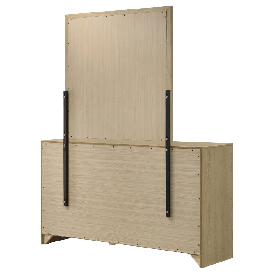 Home & Sleep Outlet - Hendricks 6-drawer Bedroom Dresser and Mirror Light Oak