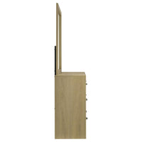 Hendricks 6-drawer Bedroom Dresser and Mirror Light Oak