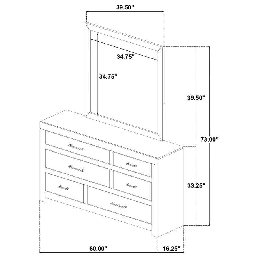 Home & Sleep Outlet - Hendricks 6-drawer Bedroom Dresser and Mirror Light Oak