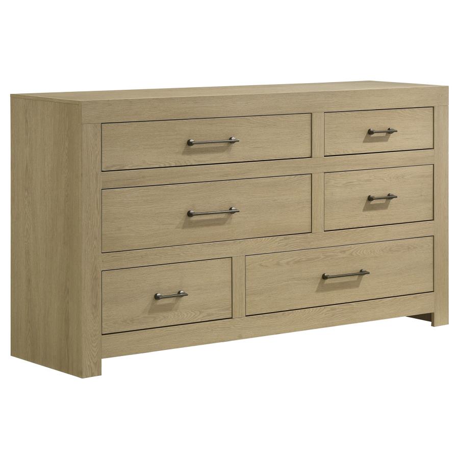 Home & Sleep Outlet - Hendricks 6-drawer Bedroom Dresser Storage Cabinet Light Oak