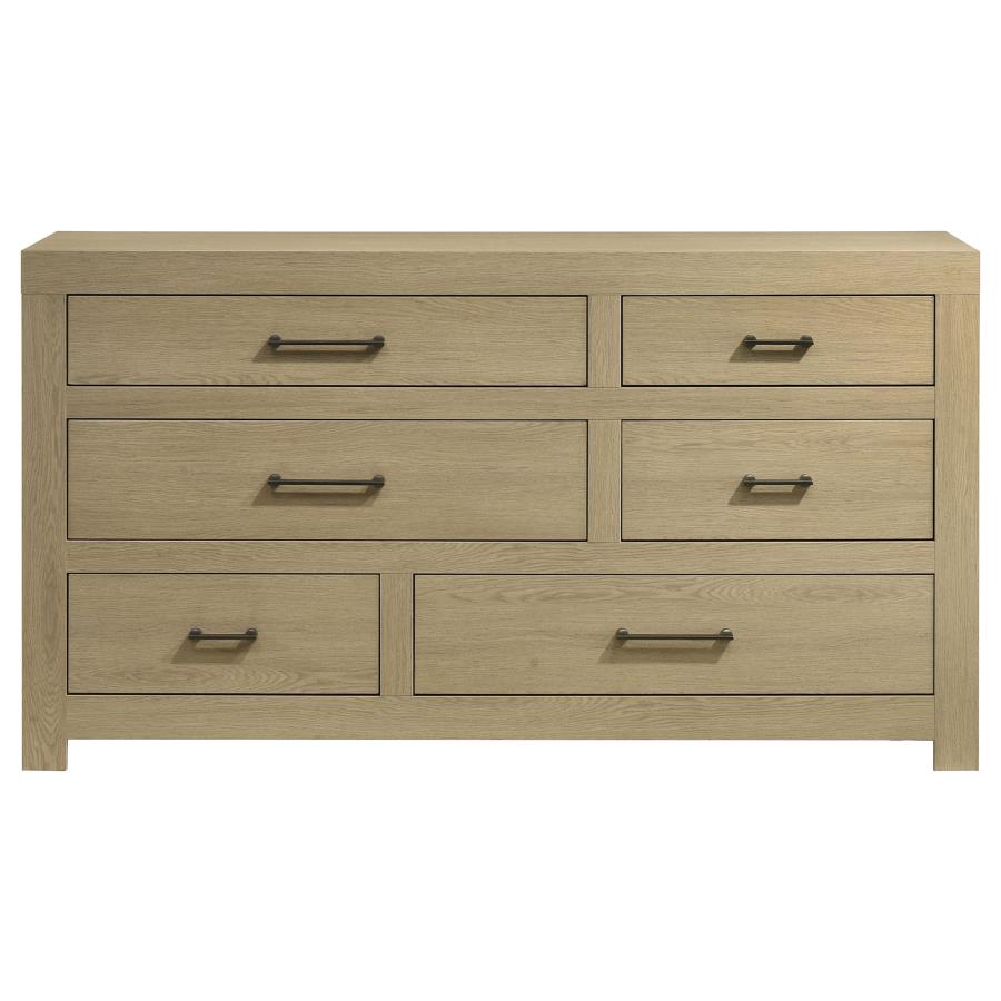 Home & Sleep Outlet - Hendricks 6-drawer Bedroom Dresser Storage Cabinet Light Oak