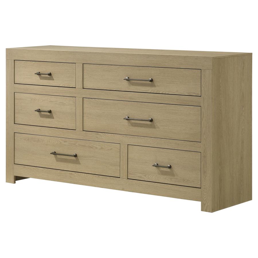 Home & Sleep Outlet - Hendricks 6-drawer Bedroom Dresser Storage Cabinet Light Oak