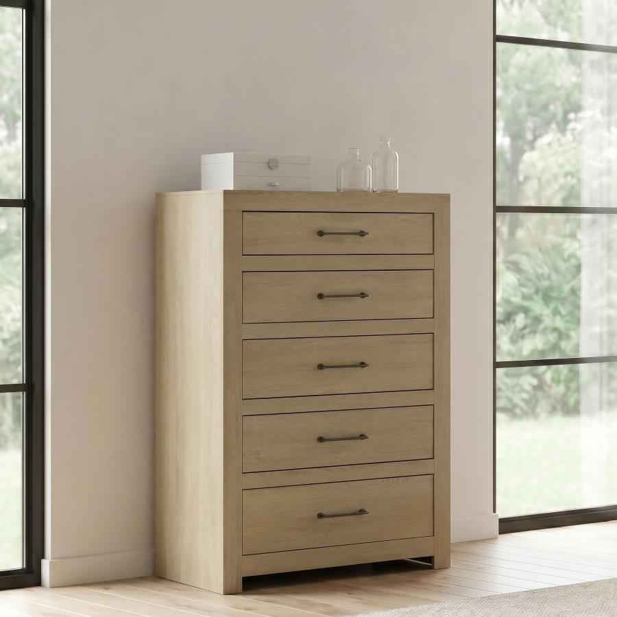 Hendricks 5-drawer Bedroom Chest of Drawers Light Oak