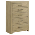 Home & Sleep Outlet - Hendricks 5-drawer Bedroom Chest of Drawers Light Oak