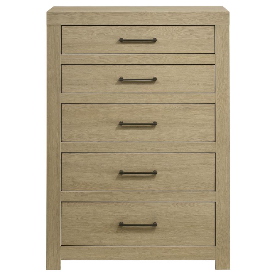 Home & Sleep Outlet - Hendricks 5-drawer Bedroom Chest of Drawers Light Oak