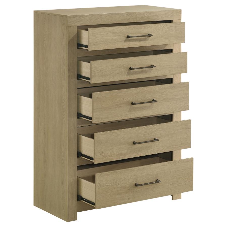 Home & Sleep Outlet - Hendricks 5-drawer Bedroom Chest of Drawers Light Oak