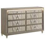 Lorient 4-piece Eastern King Bedroom Set Ivory and Camel