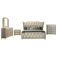 Lorient 5-piece Eastern King Bedroom Set Ivory and Camel