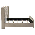 Home & Sleep Outlet - Lorient Eastern King LED Upholstered Bed Ivory and Camel