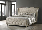 Home & Sleep Outlet - Lorient California King LED Upholstered Bed Ivory and Camel