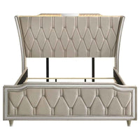Lorient California King LED Upholstered Bed Ivory and Camel