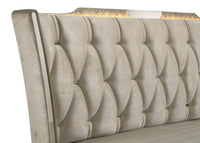 Lorient California King LED Upholstered Bed Ivory and Camel