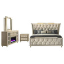 Lorient 4-piece Queen Bedroom Set Ivory and Camel