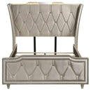Lorient Queen LED Upholstered Wingback Bed Ivory and Camel