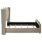 Home & Sleep Outlet - Lorient Queen LED Upholstered Wingback Bed Ivory and Camel