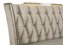 Lorient Queen LED Upholstered Wingback Bed Ivory and Camel