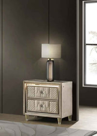 Lorient 2-drawer LED Nightstand with USB Ivory and Camel