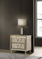 Home & Sleep Outlet - Lorient 2-drawer LED Nightstand with USB Ivory and Camel