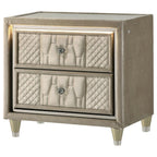 Home & Sleep Outlet - Lorient 2-drawer LED Nightstand with USB Ivory and Camel