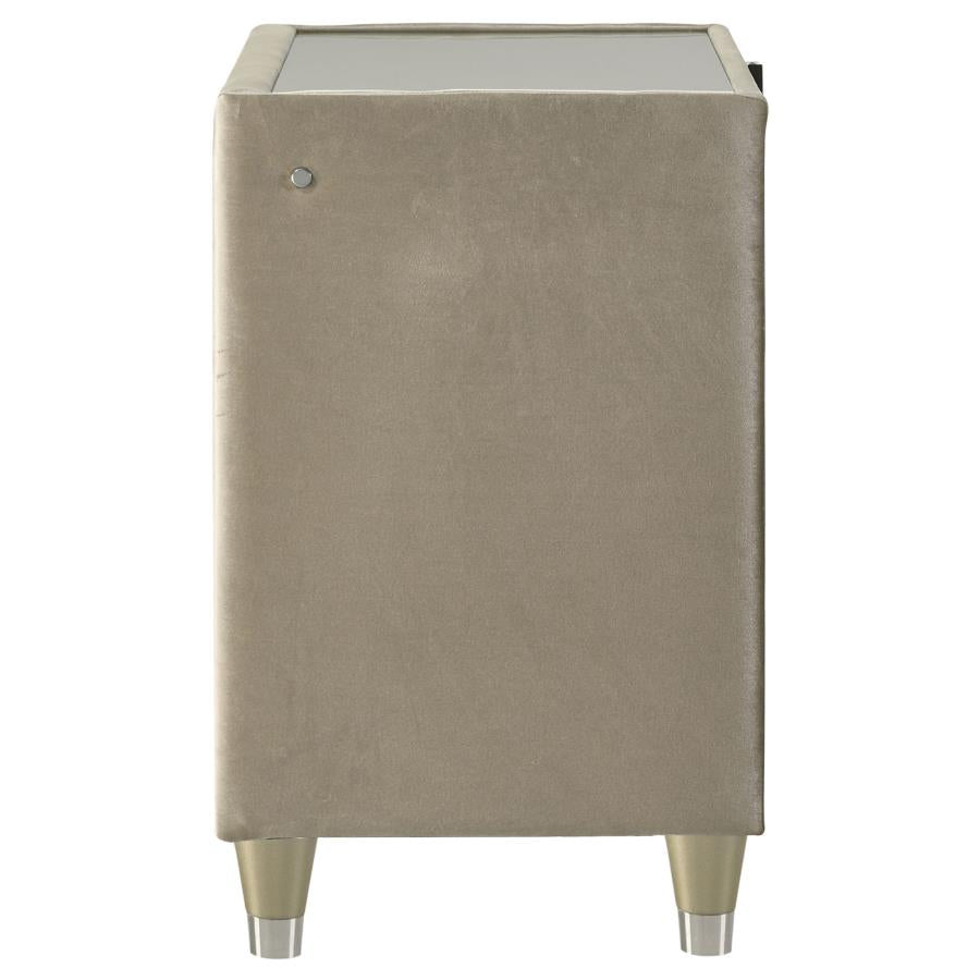 Home & Sleep Outlet - Lorient 2-drawer LED Nightstand with USB Ivory and Camel