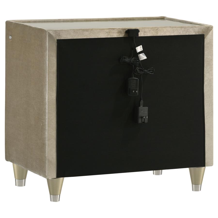 Home & Sleep Outlet - Lorient 2-drawer LED Nightstand with USB Ivory and Camel