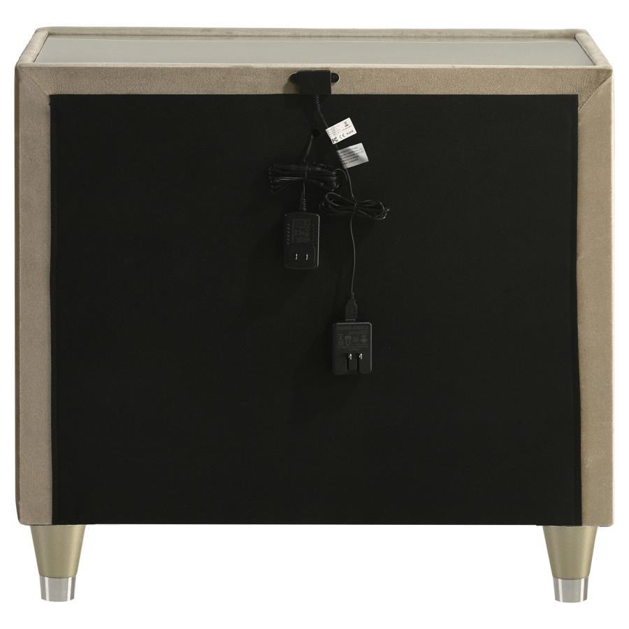 Home & Sleep Outlet - Lorient 2-drawer LED Nightstand with USB Ivory and Camel