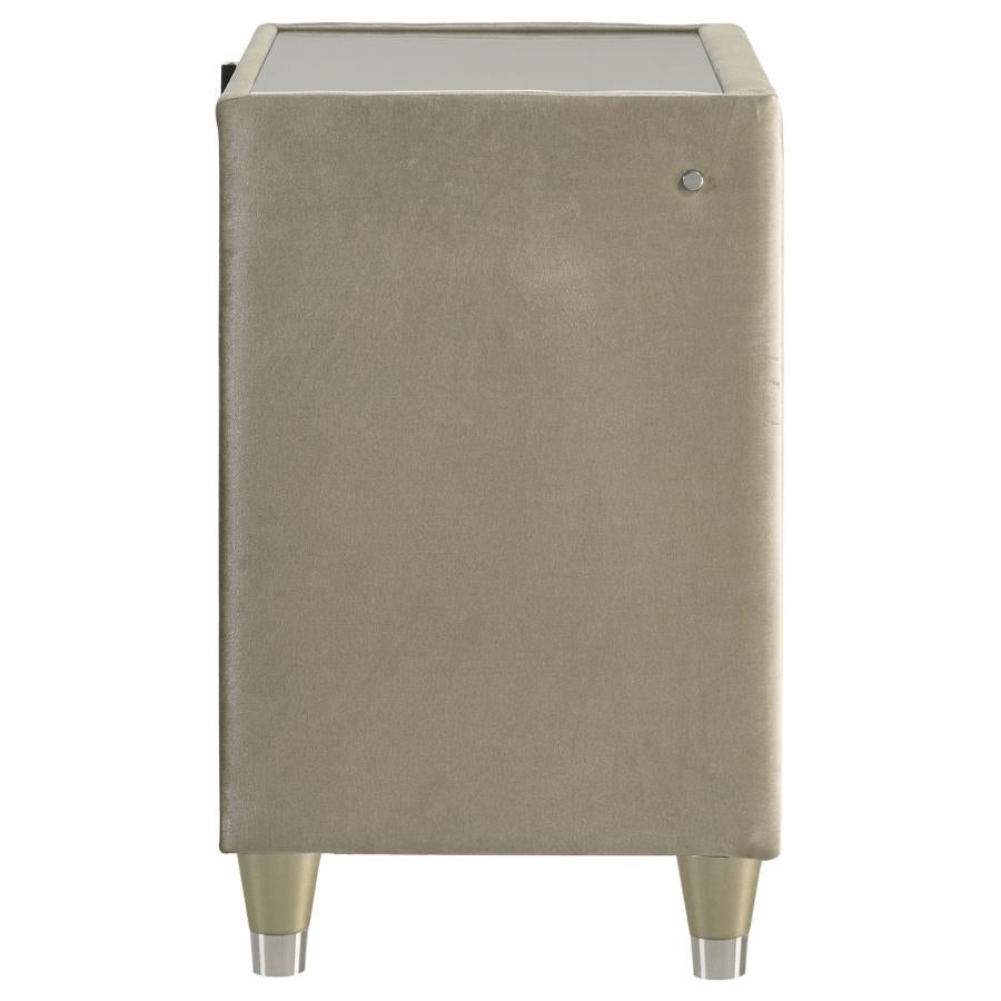 Home & Sleep Outlet - Lorient 2-drawer LED Nightstand with USB Ivory and Camel
